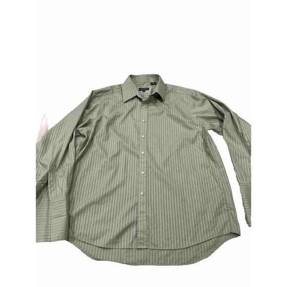 Sean John Shirt XL Mens Button Down Mint Green Business satin Stripe Flip Cuff - Picture 2 of 6